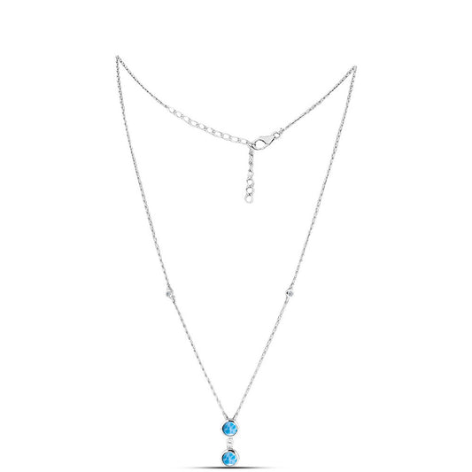 Strieborný Náhrdelník s Barahonským Larimarom a Bielym Topásom