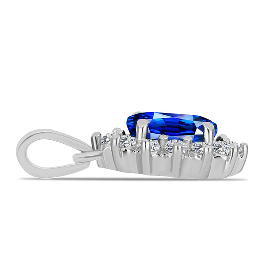 Strieborný Prívesok s Austrálskym Modrým Zafírom a Bielym Topásom