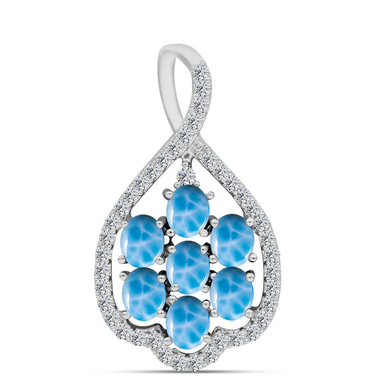 Strieborný Prívesok s Barahonským Larimarom a Bielym Topásom