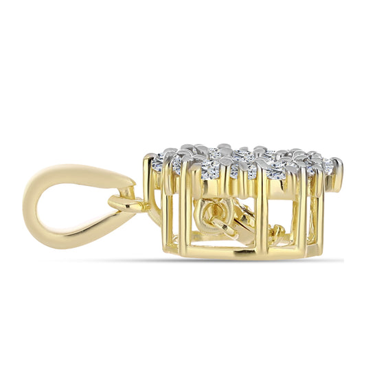 Pozlátený Strieborný Prívesok s Koňakovým Diamantom a Bielym Topásom