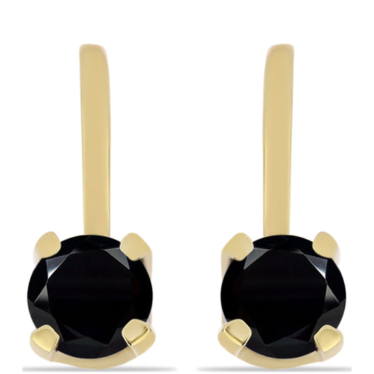 Pozlátené Strieborné Náušnice s Čiernym Ónyxom