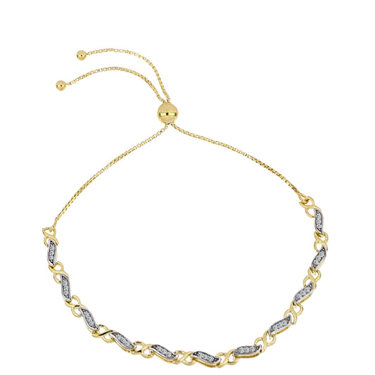 Pozlátený Strieborný Náramok s Koňakovým Diamantom a Bielym Topásom