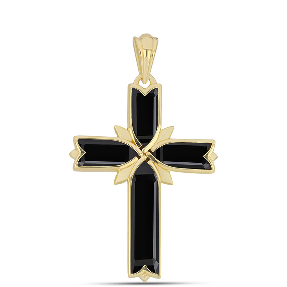 Kríž Pozlátený Strieborný Prívesok s Čiernym Ónyxom 1 