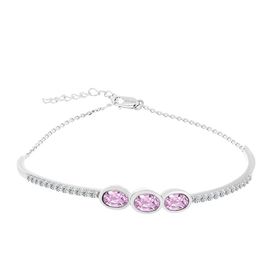 Strieborný Náramok s Kunzitom z Pala a Bielym Topásom