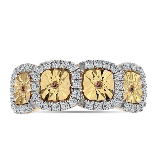 Pozlátený Strieborný Prsteň s Koňakovým Diamantom a Bielym Topásom