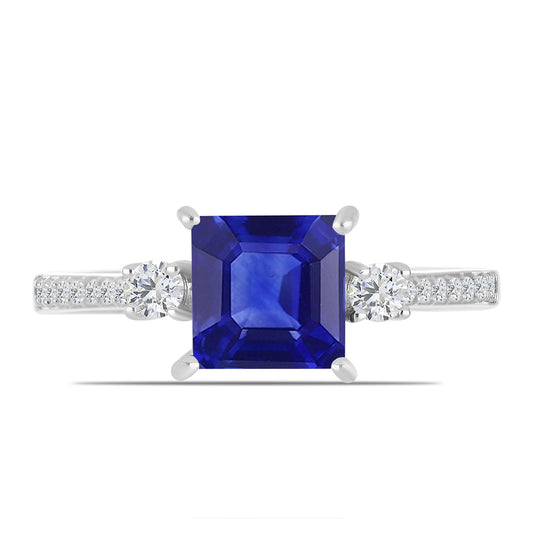 Strieborný Prsteň s Austrálskym Modrým Zafírom a Bielym Topásom