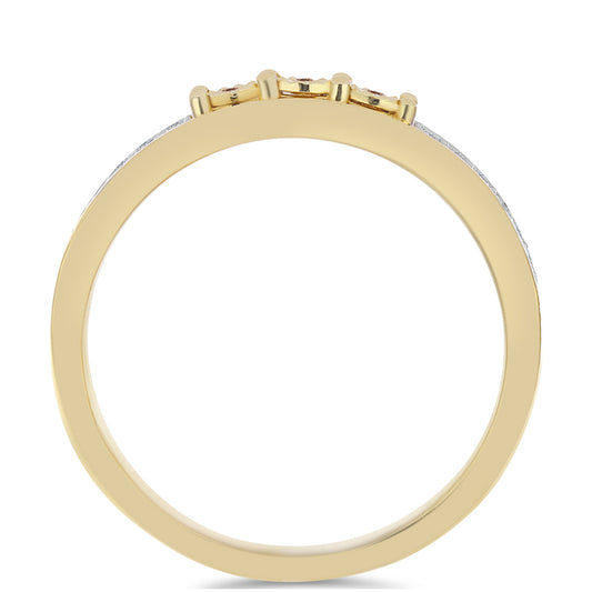 Pozlátený Strieborný Prsteň s Koňakovým Diamantom a Bielym Topásom