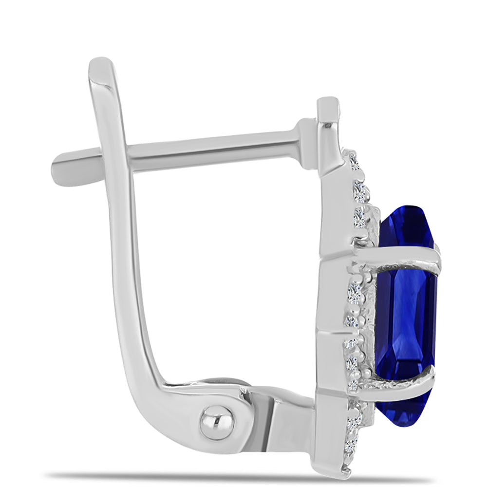 Strieborné Náušnice s Austrálskym Modrým Zafírom a Bielym Topásom 2 