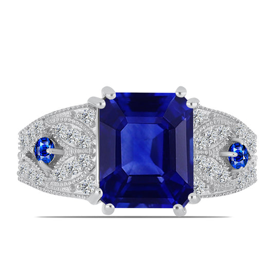 Strieborný Prsteň s Austrálskym Modrým Zafírom a Bielym Topásom