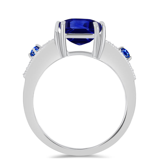 Strieborný Prsteň s Austrálskym Modrým Zafírom a Bielym Topásom