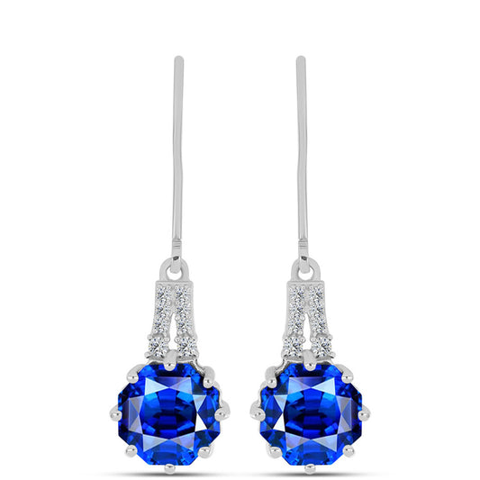 Strieborné Náušnice s Austrálskym Modrým Zafírom a Bielym Topásom
