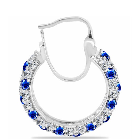 Strieborné Náušnice s Austrálskym Modrým Zafírom a Bielym Topásom