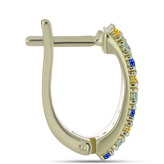 Pozlátené Strieborné Náušnice s Dúhovým Zafírom