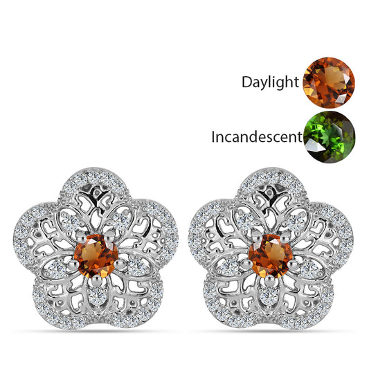 Strieborné Náušnice s Certifikovaný Anatólskym zultanitom pestovaný v laboratóriu a Bielym Topásom