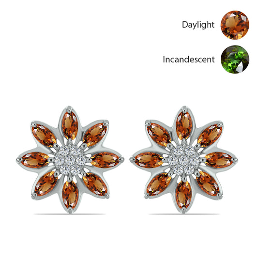 Strieborné Náušnice s Certifikovaný Anatólskym zultanitom pestovaný v laboratóriu a Bielym Topásom