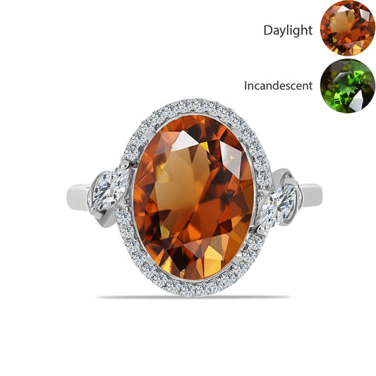 Strieborný Prsteň s Certifikovaný Anatólskym zultanitom pestovaný v laboratóriu a Bielym Topásom