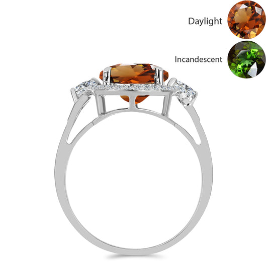 Strieborný Prsteň s Certifikovaný Anatólskym zultanitom pestovaný v laboratóriu a Bielym Topásom