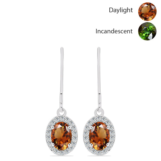 Strieborné Náušnice s Certifikovaný Anatólskym zultanitom pestovaný v laboratóriu a Bielym Topásom