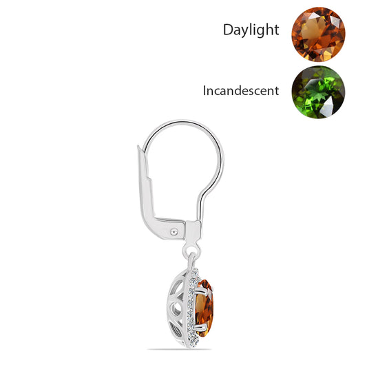 Strieborné Náušnice s Certifikovaný Anatólskym zultanitom pestovaný v laboratóriu a Bielym Topásom