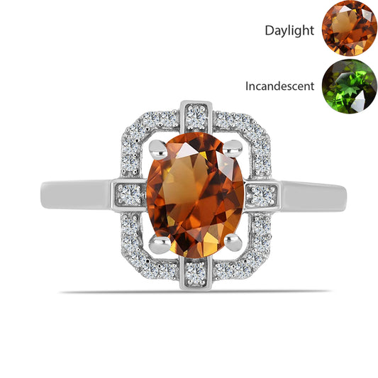 Strieborný Prsteň s Certifikovaný Anatólskym zultanitom pestovaný v laboratóriu a Bielym Topásom