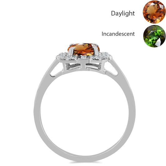 Strieborný Prsteň s Certifikovaný Anatólskym zultanitom pestovaný v laboratóriu a Bielym Topásom