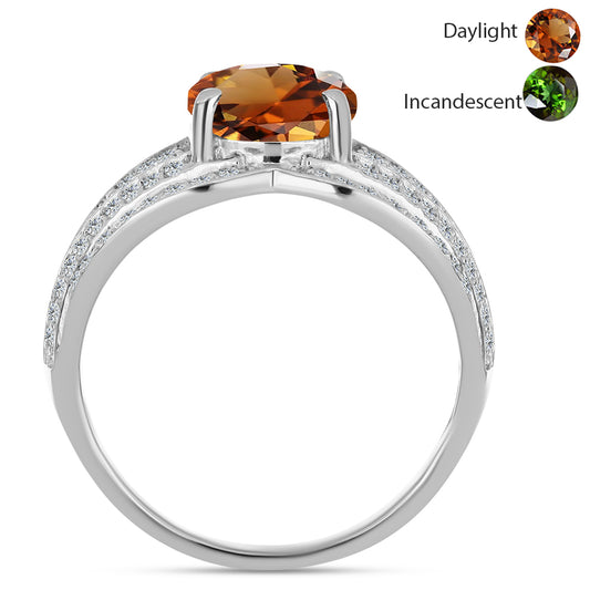 Strieborný Prsteň s Certifikovaný Anatólskym zultanitom pestovaný v laboratóriu a Bielym Topásom