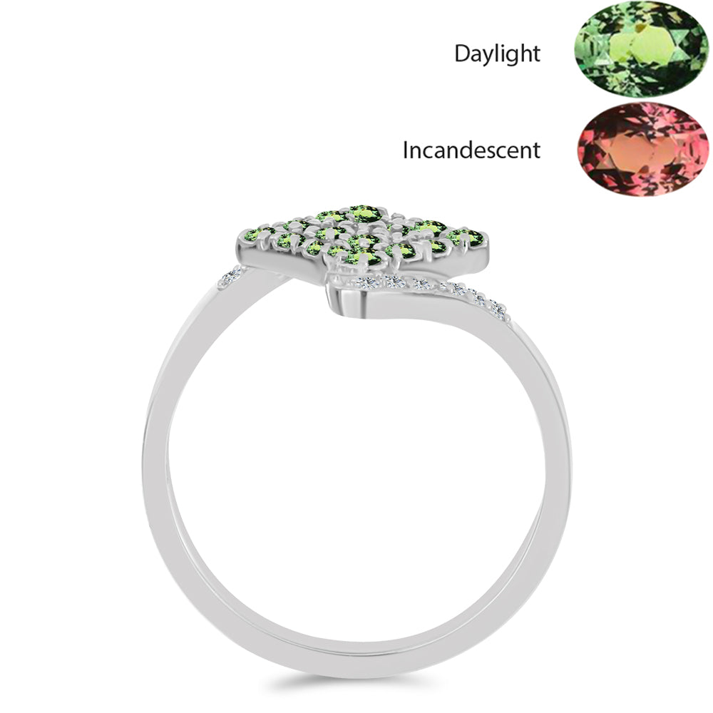 Strieborný Prsteň s Prírodným Alexsandritom a Bielym Topásom 2 