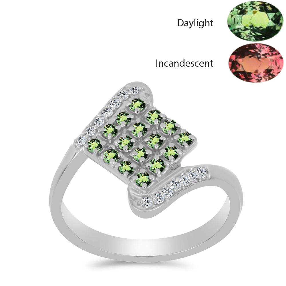 Strieborný Prsteň s Prírodným Alexsandritom a Bielym Topásom 3 