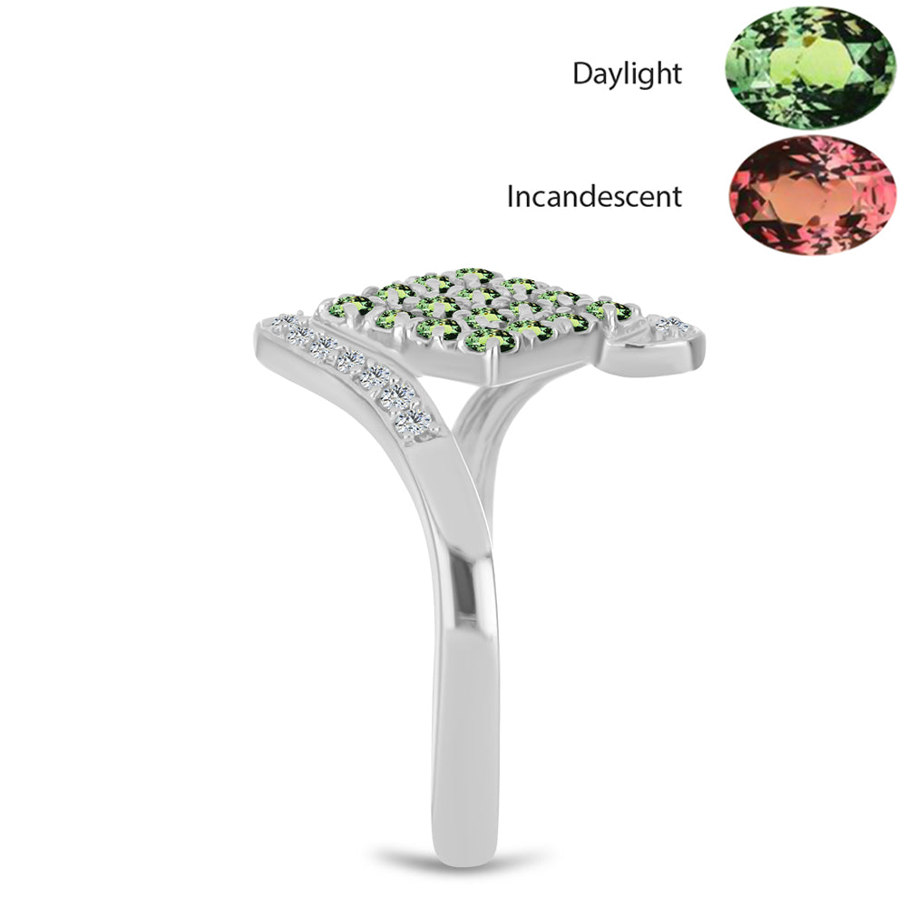 Strieborný Prsteň s Prírodným Alexsandritom a Bielym Topásom 4 