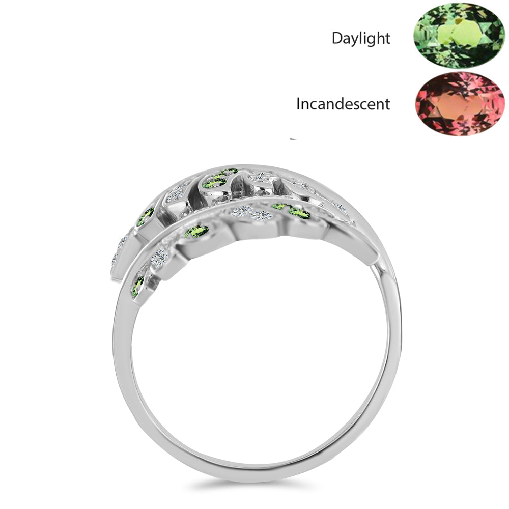 Strieborný Prsteň s Prírodným Alexsandritom a Bielym Topásom 2 