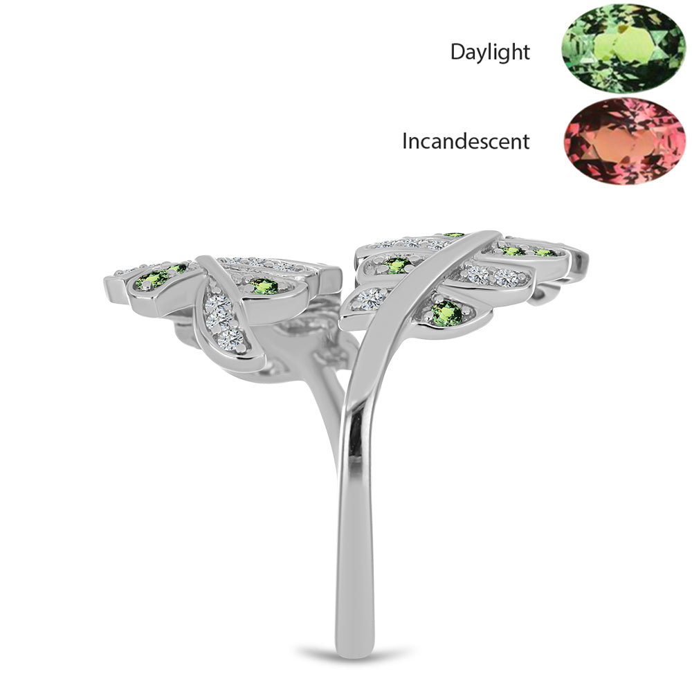 Strieborný Prsteň s Prírodným Alexsandritom a Bielym Topásom 4 