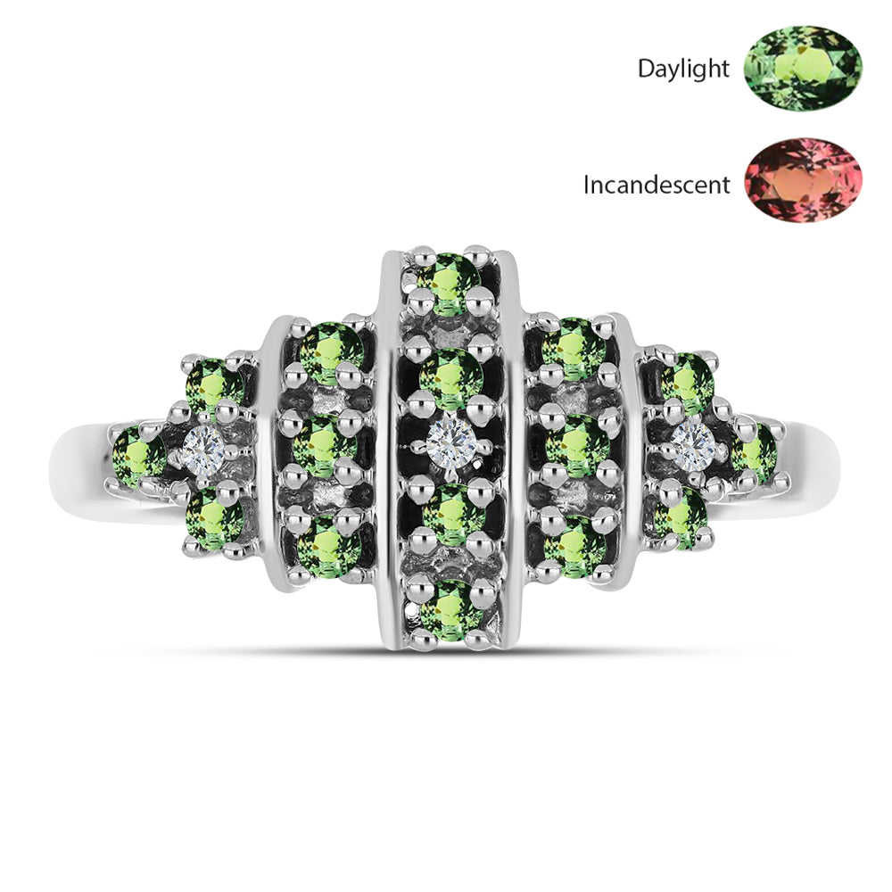 Strieborný Prsteň s Prírodným Alexsandritom a Bielym Topásom 1 