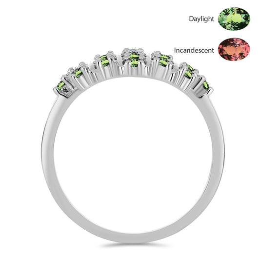 Strieborný Prsteň s Prírodným Alexsandritom a Bielym Topásom