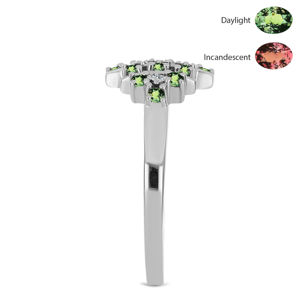 Strieborný Prsteň s Prírodným Alexsandritom a Bielym Topásom 4 