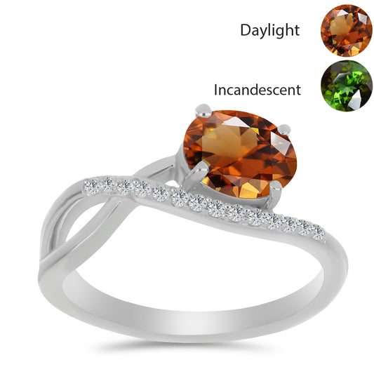 Strieborný Prsteň s Certifikovaný Anatólskym zultanitom pestovaný v laboratóriu a Bielym Topásom