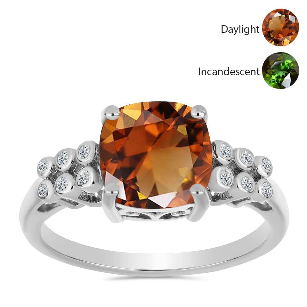 Strieborný Prsteň s Certifikovaný Anatólskym zultanitom pestovaný v laboratóriu a Bielym Topásom 3 