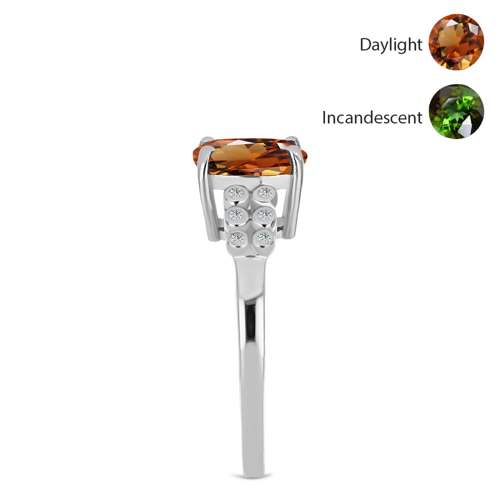 Strieborný Prsteň s Certifikovaný Anatólskym zultanitom pestovaný v laboratóriu a Bielym Topásom 4 