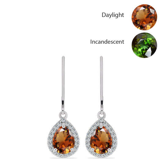 Strieborné Náušnice s Certifikovaný Anatólskym zultanitom pestovaný v laboratóriu a Bielym Topásom