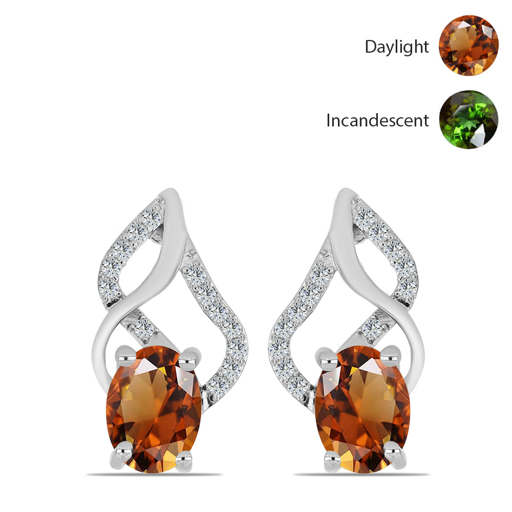 Strieborné Náušnice s Certifikovaný Anatólskym zultanitom pestovaný v laboratóriu a Bielym Topásom