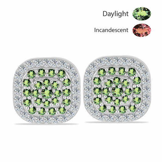 Strieborné Náušnice s Prírodným Alexsandritom a Bielym Topásom