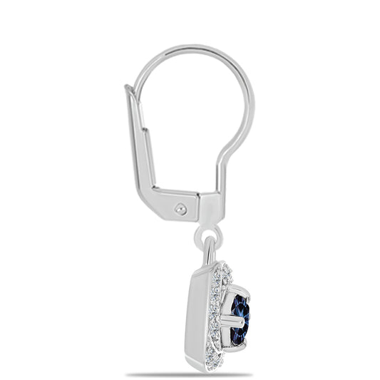 Strieborné Náušnice s "Cisársky fialový" moissanitom a Bielym Topásom