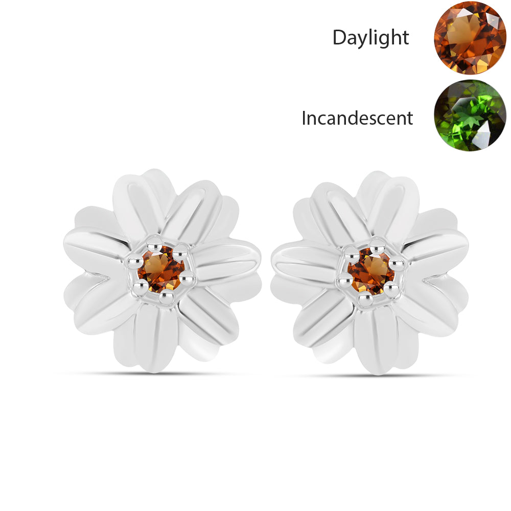 Strieborné Náušnice s Certifikovaný Anatólskym zultanitom pestovaný v laboratóriu