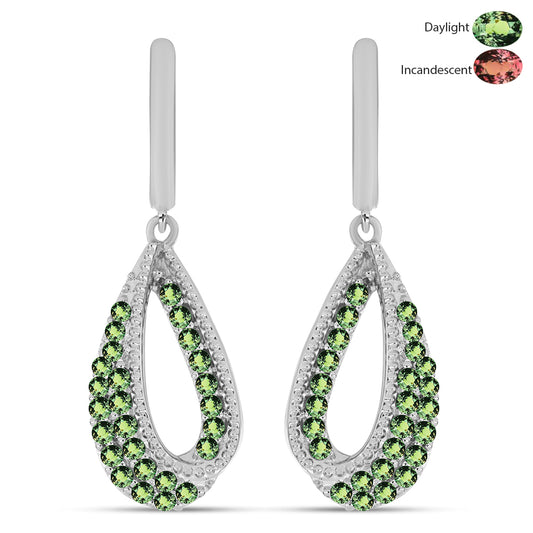 Strieborné Náušnice s Prírodným Alexsandritom