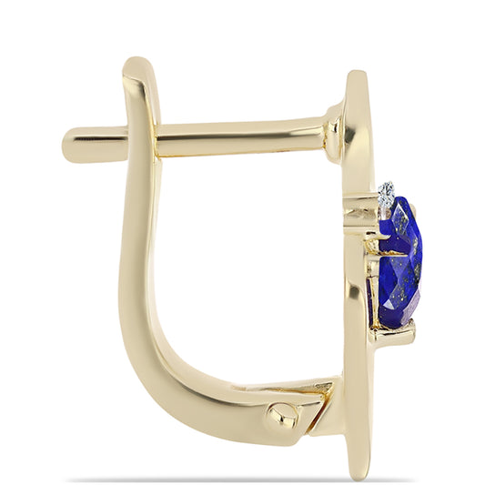 Pozlátené Strieborné Náušnice s Lapisom Lazuli a Bielym Topásom