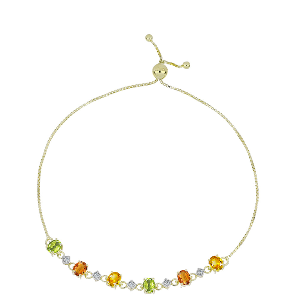 Pozlátený Strieborný Náramok s Dúhovým Zafírom a Bielym Topásom 1 