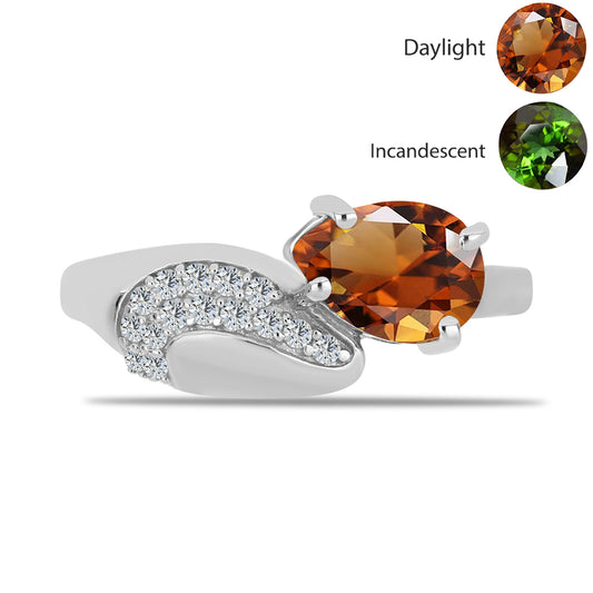 Strieborný Prsteň s Certifikovaný Anatólskym zultanitom pestovaný v laboratóriu a Bielym Topásom