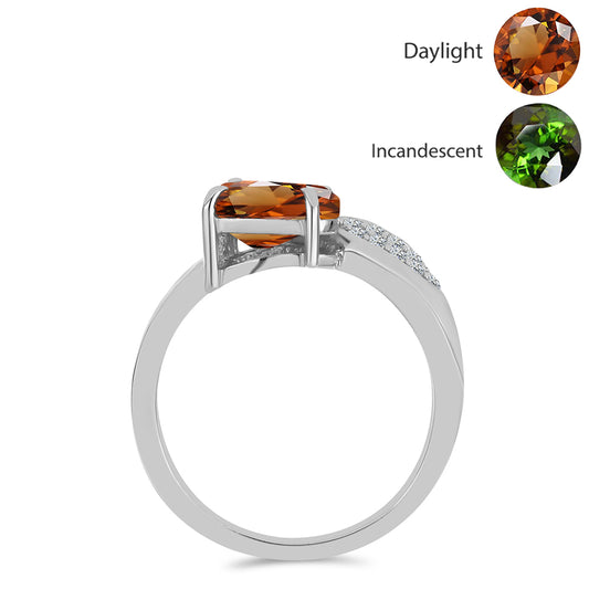 Strieborný Prsteň s Certifikovaný Anatólskym zultanitom pestovaný v laboratóriu a Bielym Topásom