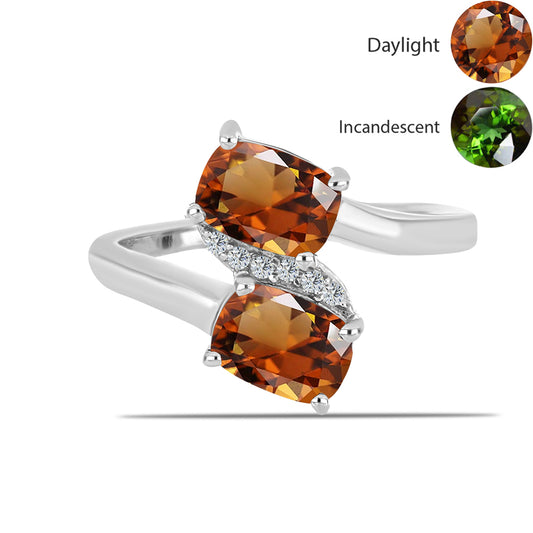 Strieborný Prsteň s Certifikovaný Anatólskym zultanitom pestovaný v laboratóriu a Bielym Topásom