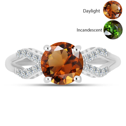 Strieborný Prsteň s Certifikovaný Anatólskym zultanitom pestovaný v laboratóriu a Bielym Topásom