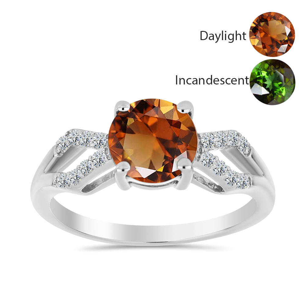 Strieborný Prsteň s Certifikovaný Anatólskym zultanitom pestovaný v laboratóriu a Bielym Topásom